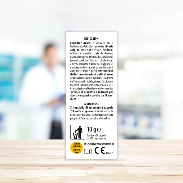 Integratore Lenodiar Adulti per l'intestino, 20 capsule