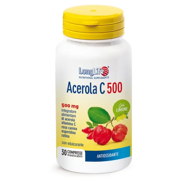Integratore LongLife Acerola C500 limone, difese immunitarie