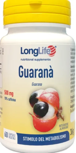 Integratore Longlife Guaranà con caffeina, 60 capsule vegetali