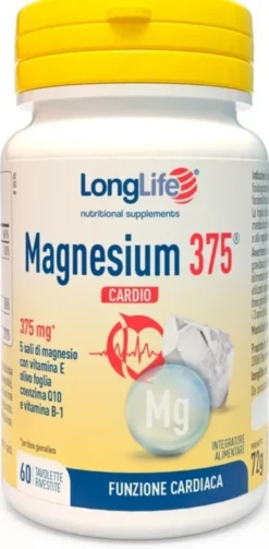 Integratore LongLife Magnesium 375 Cardio, 90 compresse