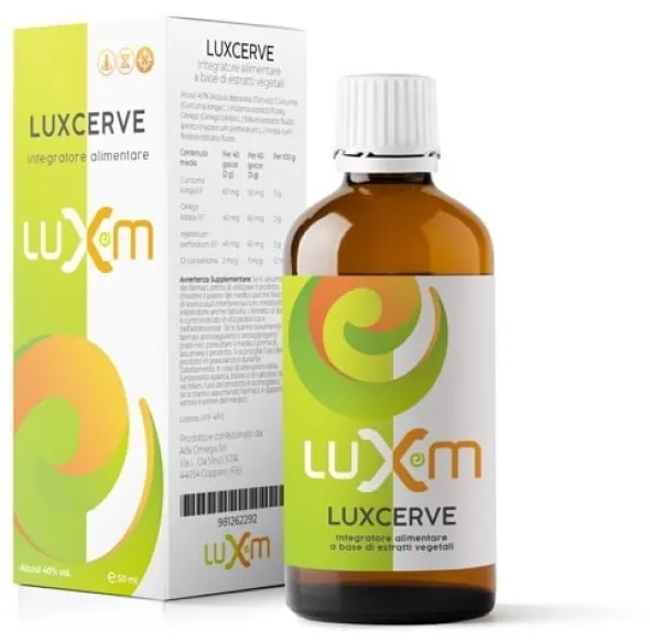 Integratore Luxcerve gocce con curcuma e ginkgo, 50ml