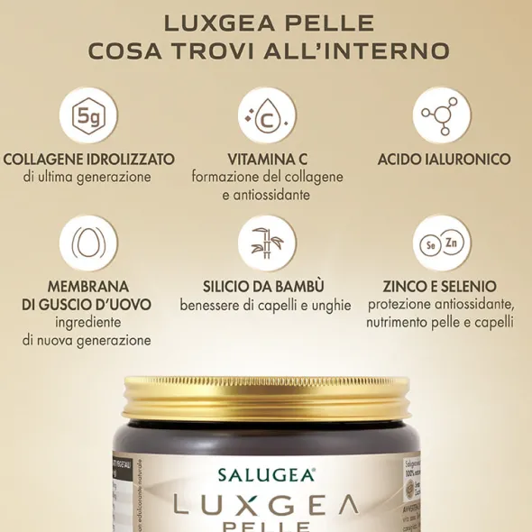 Integratore Luxgea Pelle con collagene e vitamina C, 130g