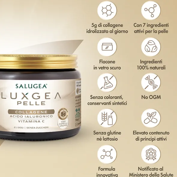Integratore Luxgea Pelle con collagene e vitamina C, 130g