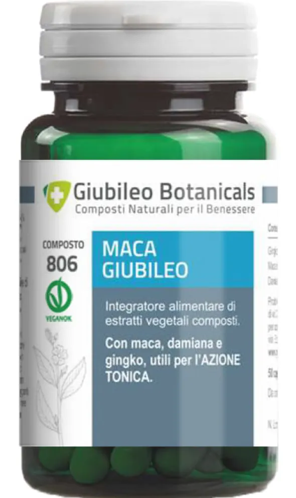 Integratore Maca Giubileo con damiana e ginkgo, 50 capsule