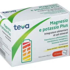 Integratore Magnesio Potassio Teva contro stanchezza, 24 bustine