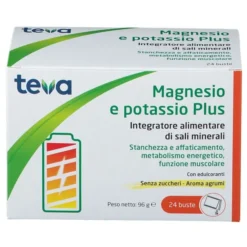 Integratore Magnesio Potassio Teva contro stanchezza, 24 bustine