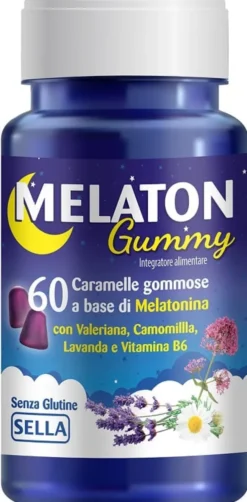 Integratore Melaton Gummy melatonina e valeriana, 60 caramelle