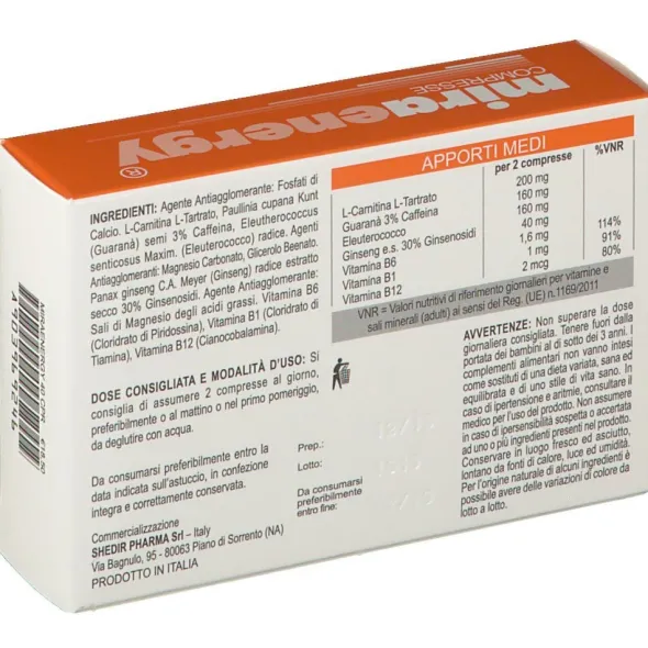 Integratore Miraenergy con Ginseng e Vitamine B, 40 compresse