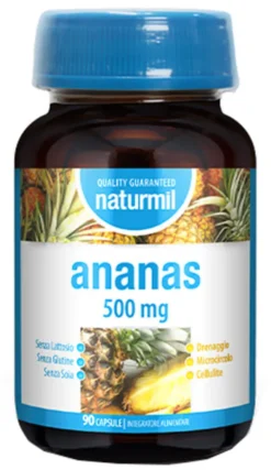 Integratore Naturmil Ananas 500mg per drenaggio, 90 capsule