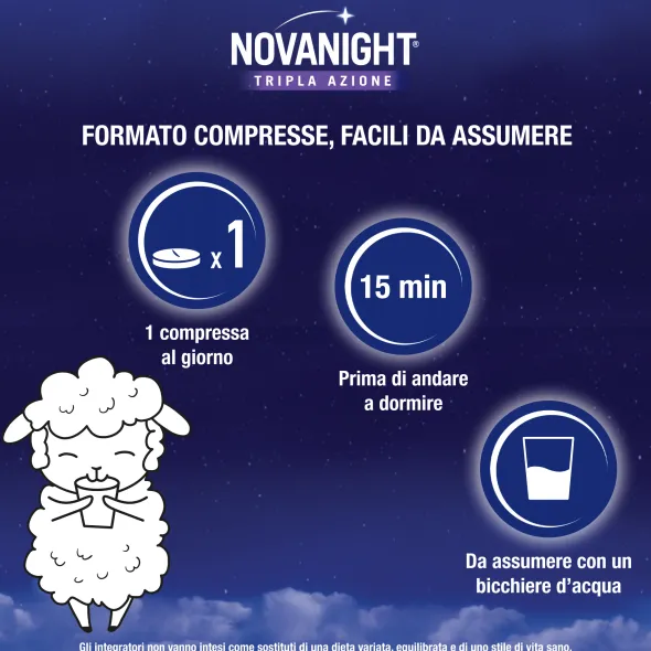 Integratore Novanight Sonno Rigen con melatonina, 60 compresse