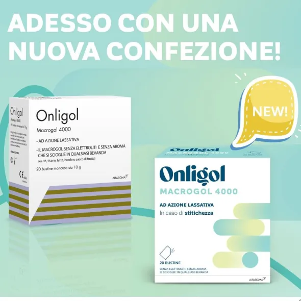 Integratore Onligol Macrogol 4000 per la stipsi, 20 bustine