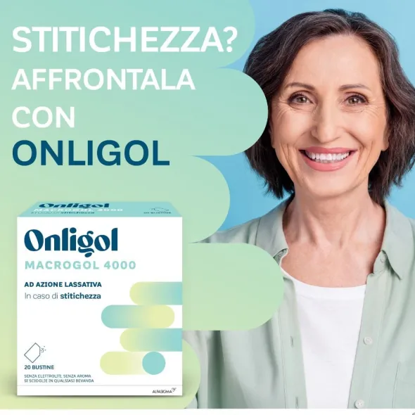 Integratore Onligol Macrogol 4000 per la stipsi, 20 bustine