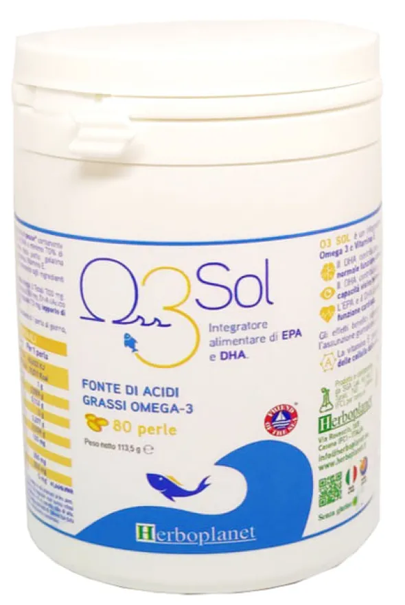 Integratore O3 Sol omega-3 e vitamina E, 80 perle