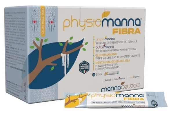Integratore Physiomanna Fibra transito intestinale, 14 stick