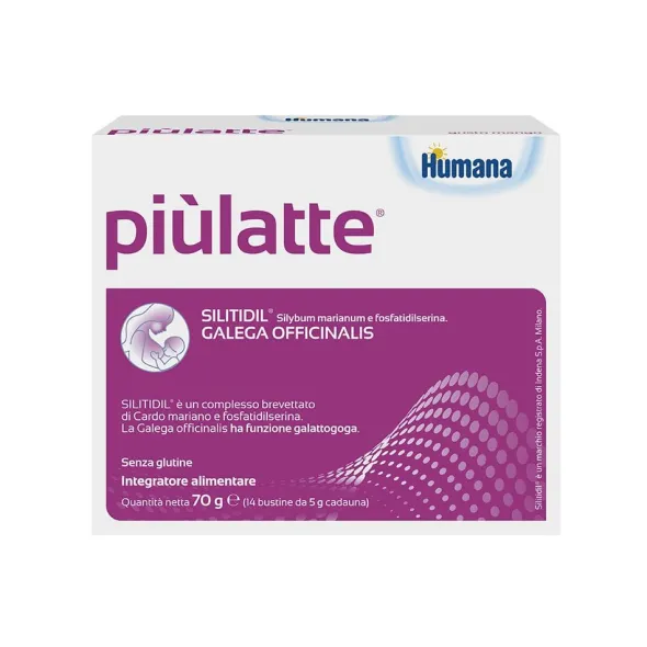 Integratore Piulatte Humana per l'allattamento, 14 bustine