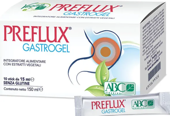 Integratore Prefluxi Gastrogel per l'acidità gastrica, 10 stick