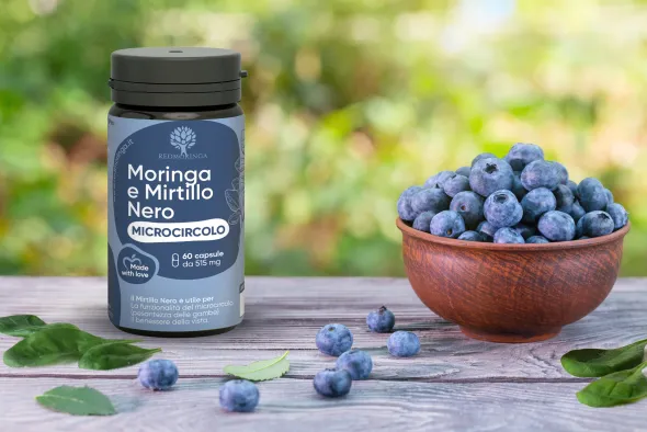 Integratore RedMoringa Mirtillo Nero per microcircolo, 60cps