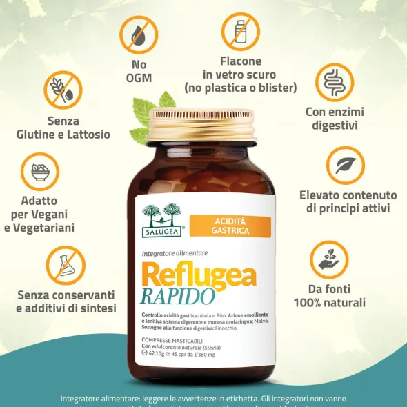 Integratore Reflugea Rapido Salugea per l'acidità, 45cpr