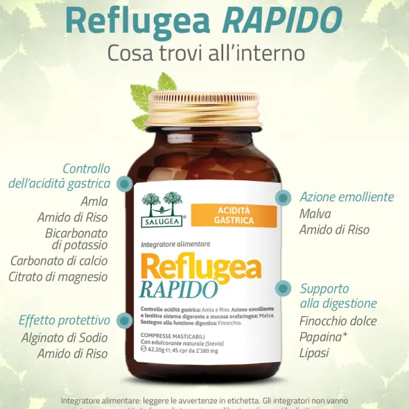 Integratore Reflugea Rapido Salugea per l'acidità, 45cpr