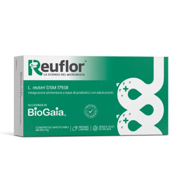 Integratore Reuflor al limone per la flora intestinale, 20 compresse