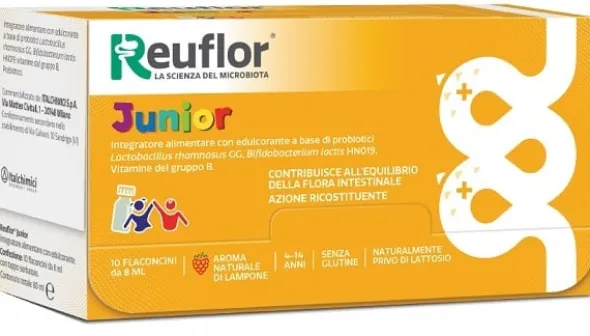 Integratore Reuflor Junior probiotici e vitamine, 10 flaconcini