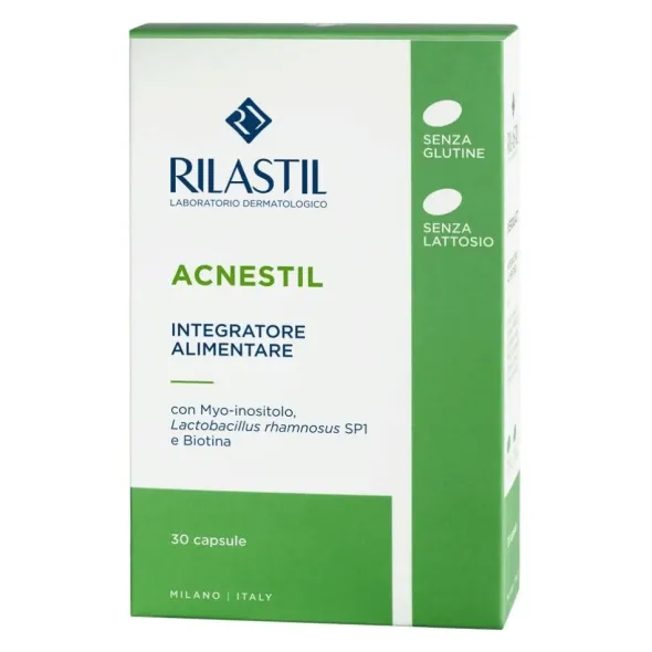 Integratore Rilastil Acnestil pelle e flora intestinale, 30cps
