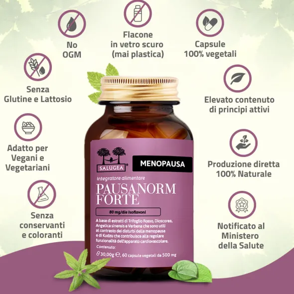 Integratore Salugea Pausanorm Forte menopausa, 60 capsule