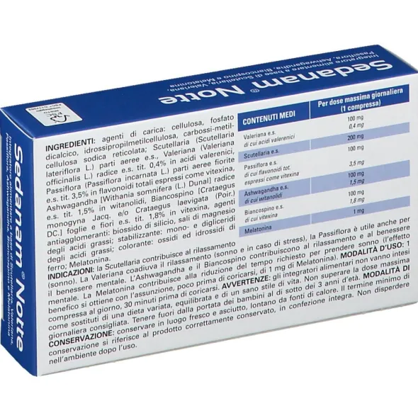 Integratore Sedanam Notte per il sonno, 30 compresse
