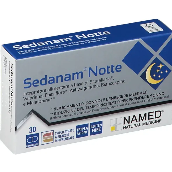 Integratore Sedanam Notte per il sonno, 30 compresse