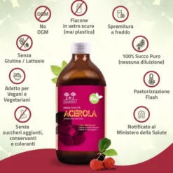Integratore Succo di Acerola Bio Salugea, 500ml