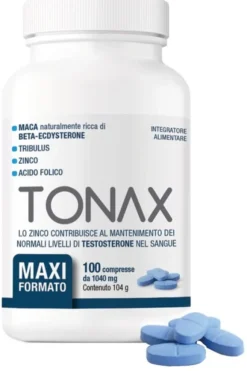 Integratore Tonax con Maca, Tribulus e Zinco, 100 compresse