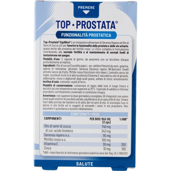 Integratore Top Prostata Equilibra per uomo, 40 capsule