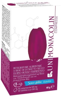 Integratore Unimonacolin riso rosso fermentato, 80 compresse