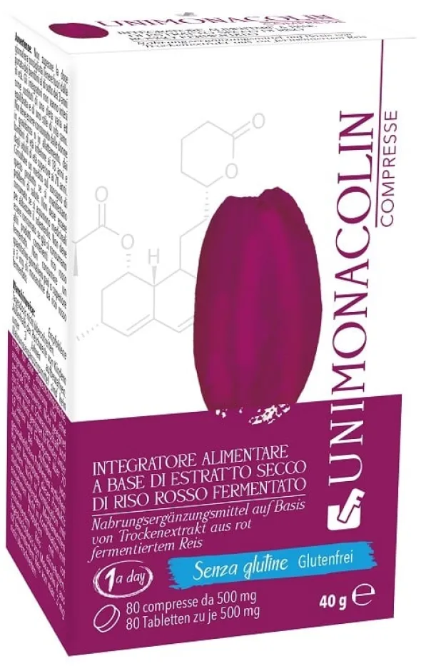 Integratore Unimonacolin riso rosso fermentato, 80 compresse