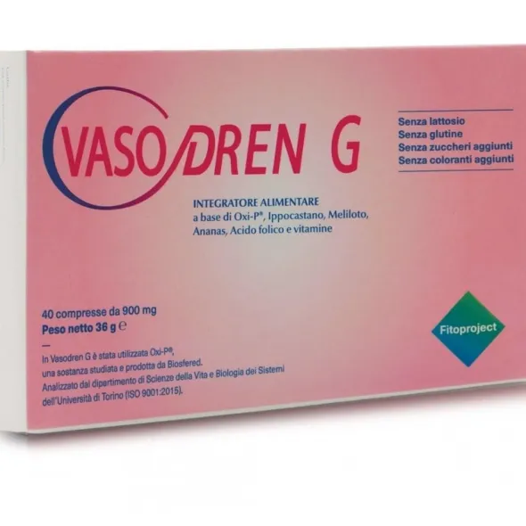 Integratore Vasodren G per circolazione e drenaggio, 40 compresse