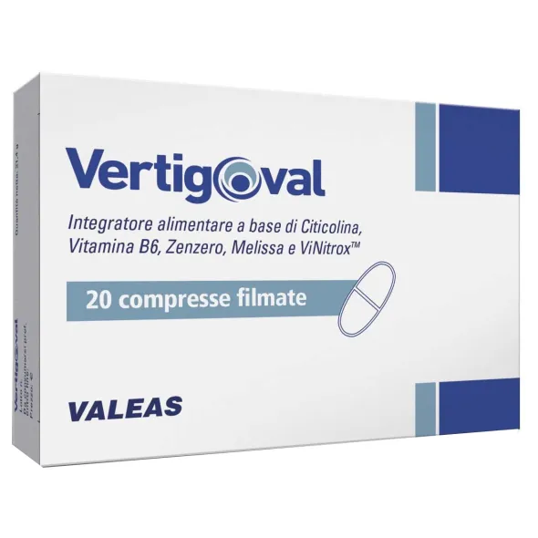 Integratore Vertigoval con citicolina e zenzero, 20 compresse