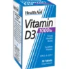 Integratore Vitamin D3 1000UI ossa e immunità, 30 tavolette