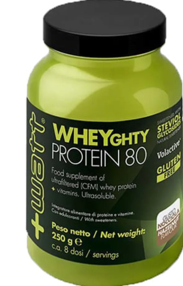 Integratore +Watt Wheyghty Protein 80 nocciola, 250g