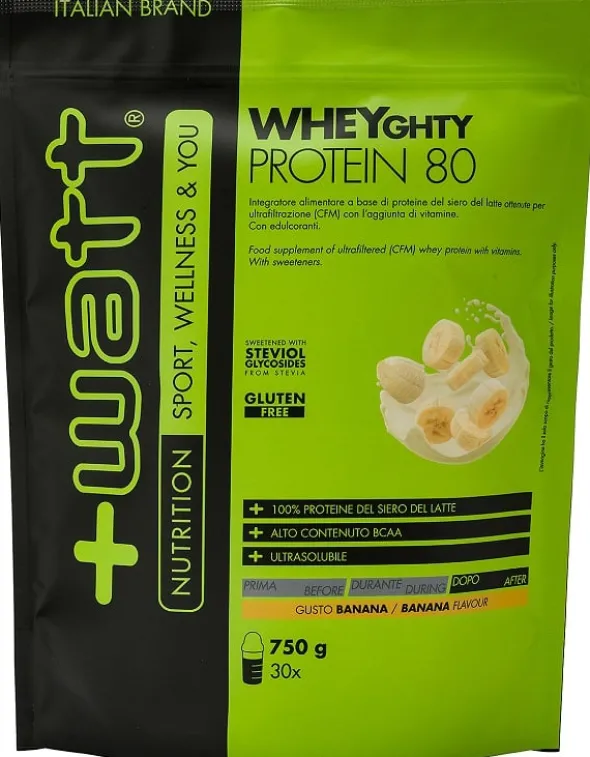 Integratore Wheyghty Protein 80 +Watt gusto banana, doypack