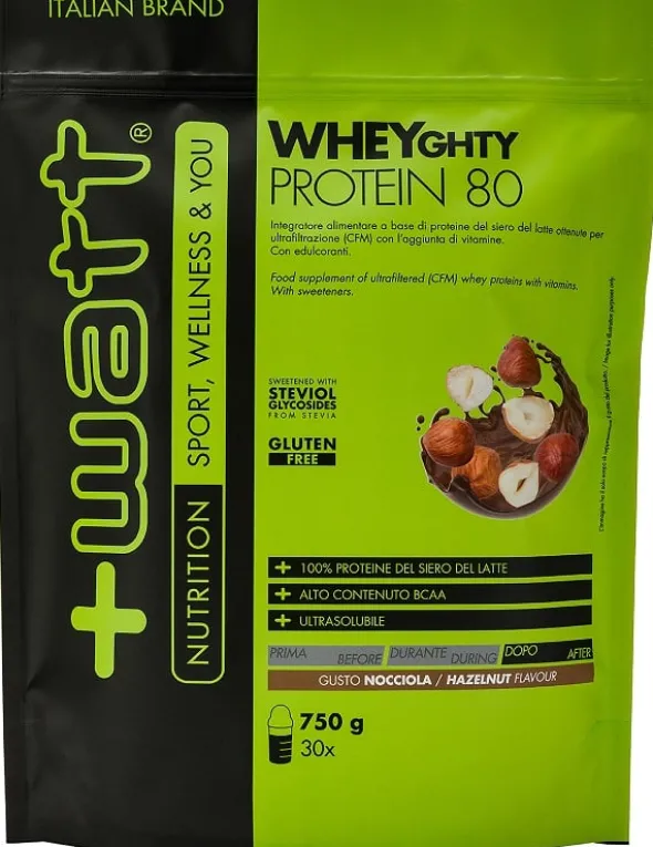 Integratore Wheyghty Protein 80 Nocciola +watt, doypack