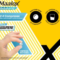 Maalox Reflurapid blocca il reflusso, neutralizza il bruciore da iperacidità, 40 Compresse