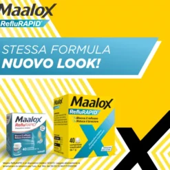 Maalox Reflurapid blocca il reflusso, neutralizza il bruciore da iperacidità, 40 Compresse