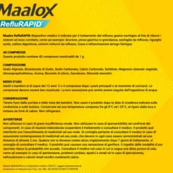 Maalox Reflurapid blocca il reflusso, neutralizza il bruciore da iperacidità, 40 Compresse
