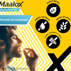 Maalox Reflurapid blocca il reflusso, neutralizza il bruciore da iperacidità, 40 Compresse
