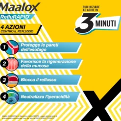 Maalox Reflurapid blocca il reflusso, neutralizza il bruciore da iperacidità, 20 bustine