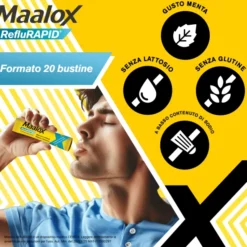 Maalox Reflurapid blocca il reflusso, neutralizza il bruciore da iperacidità, 20 bustine