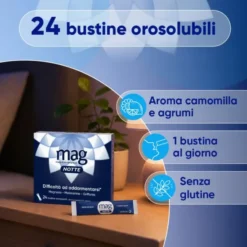 Mag Notte con Melatonina, Magnesio, Griffonia per Dormire Bene, Favorire il Rilassamento e Qualità del Sonno, 24 bst