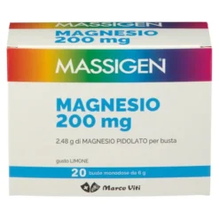 MASSIGEN MAGNESIO 20 BUSTINE DA 6 G GUSTO LIMONE SENZA GLUTINE SENZA LATTOSIO CON ZUCCHERO ED EDULCORANTE