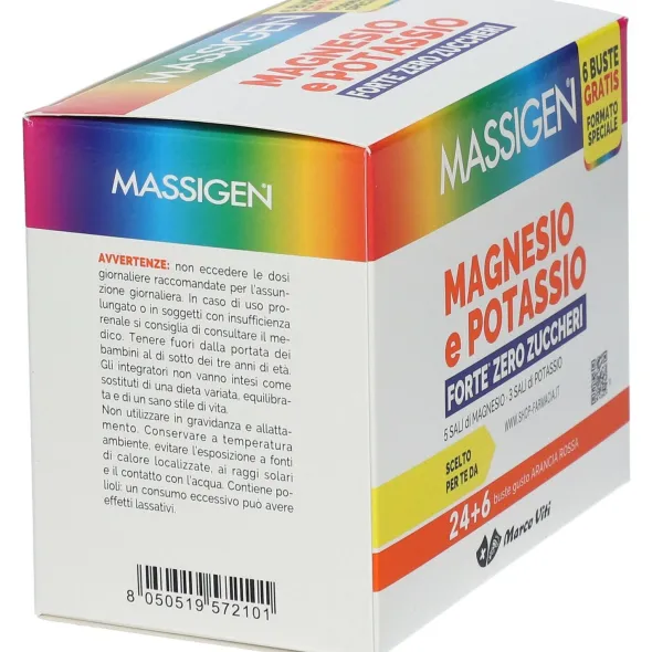MASSIGEN MAGNESIO POTASSIO FORTE ZERO ZUCCHERO 24 BUSTINE + 6 BUSTINE