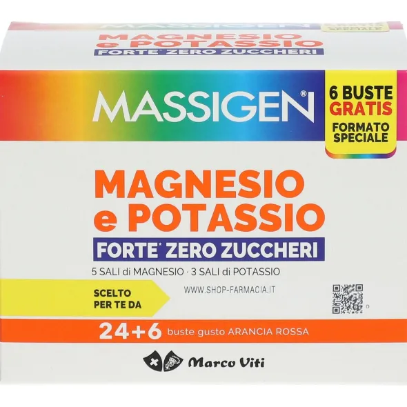 MASSIGEN MAGNESIO POTASSIO FORTE ZERO ZUCCHERO 24 BUSTINE + 6 BUSTINE